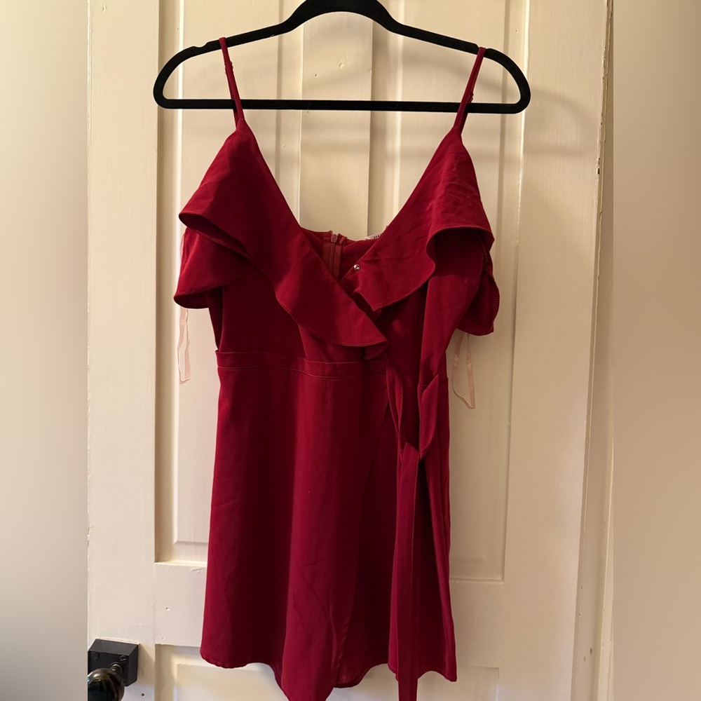 Faux Wrap Cherry Red Romper